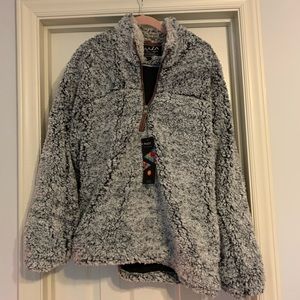 Women 1/4 zip pullover fluffy sweater